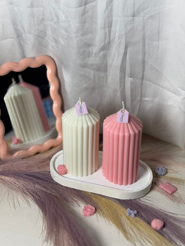 Stripped Pillar Candle