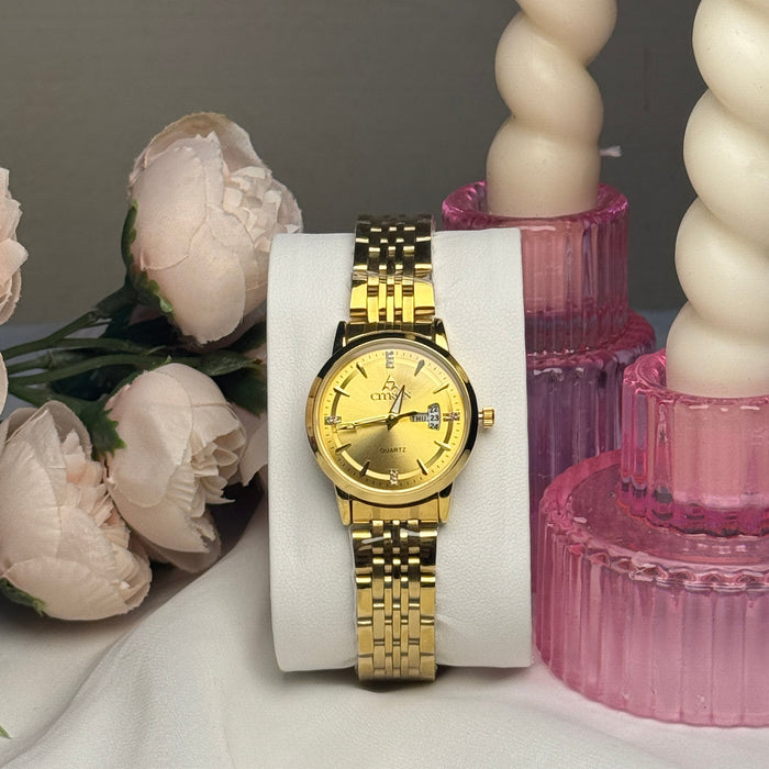 Signature Series.  Gold Chain Watch with Date Window.