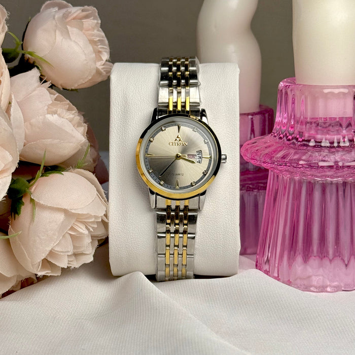 CITRON Silver-Gold  – Day & Date Classic Chain Watch