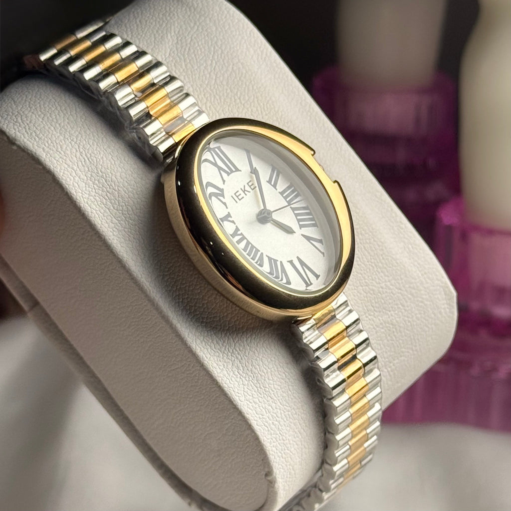 IEKE Oval Empress Roman Dial Beauty in Silver & Rose Gold