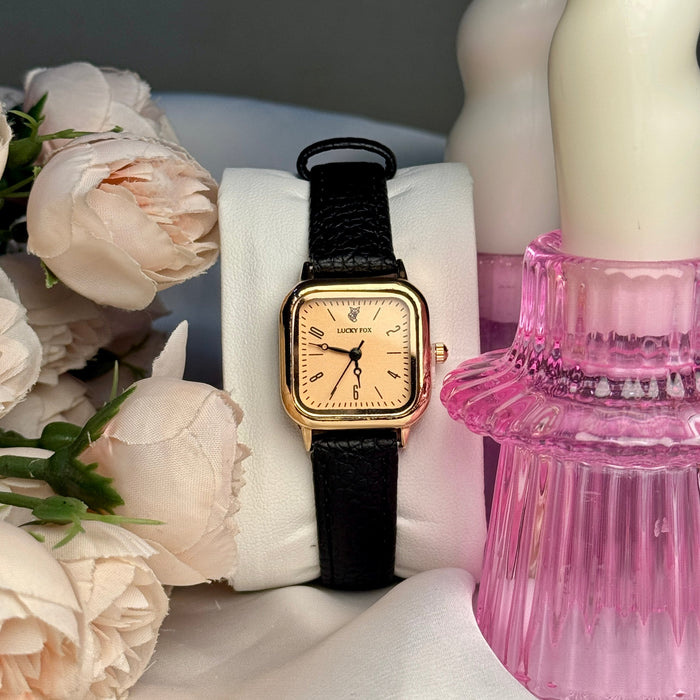 Elegant RoseGold Dial with Black Strap
