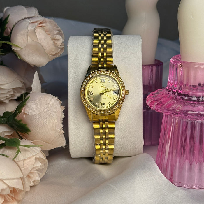 Citron Small dial Golden Watch for Women