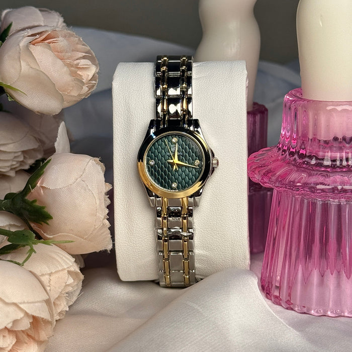 Emerald Serpent Dual-Tone Luxe Watch