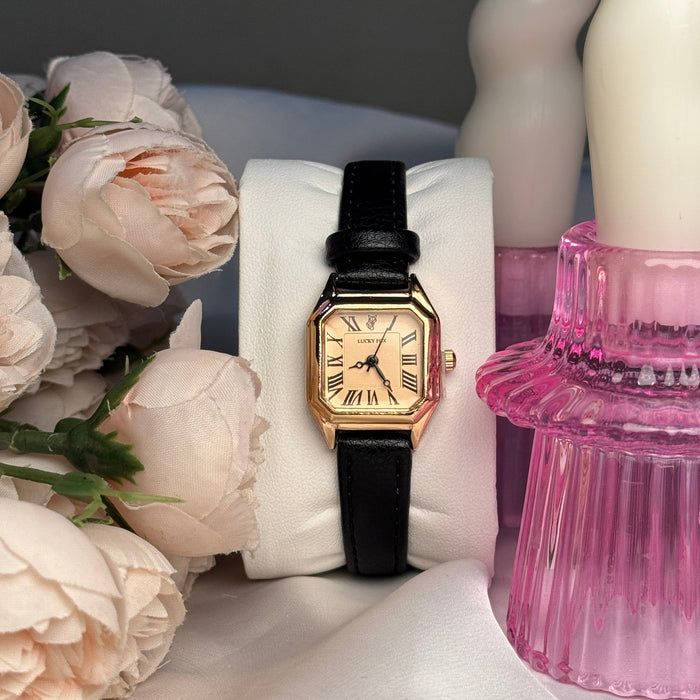 RoseGold dial with Black Strap ladies watch